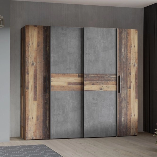 Szafa ubraniowa 200 cm Old – Wood Vintage/Beton